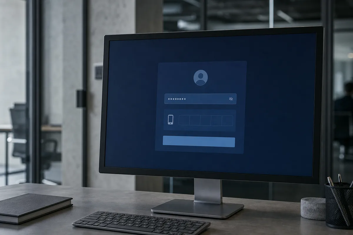 Écran de connexion sécurisé affichant un champ de mot de passe et une demande de code